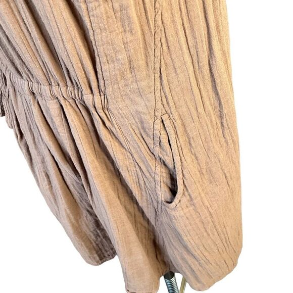 Woman's Brown Button Front Dress Size M Peter Pan Collar 3/4 Sleeves - Picture 9 of 14